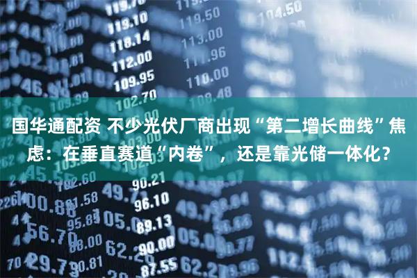 国华通配资 不少光伏厂商出现“第二增长曲线”焦虑：在垂直赛道“内卷”，还是靠光储一体化？